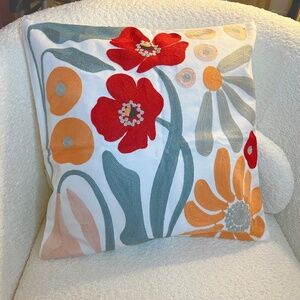 2PC Vibrant Floral Embroidered Pillowcase